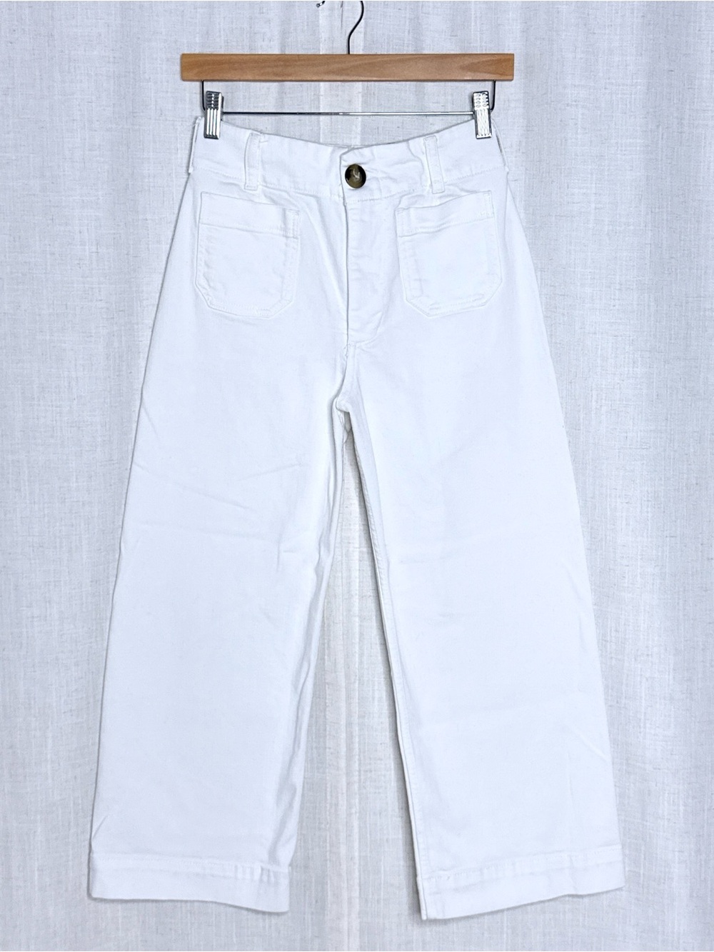 Maeve Anthropologie Colette High Rise Wide Leg Crop Jeans White Size 27